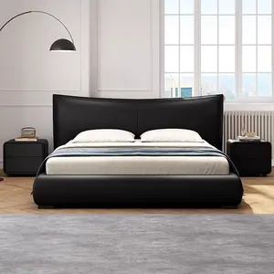 ATUNUS Cama de casal italiana minimalista de couro de alta qualidade cama de casal francesa moderna simples king size queen