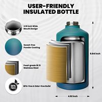Bouteille d'eau isotherme CHUFENG anti-fuite sans BPA, 64 oz (demi-gallon), avec poignée en paracorde