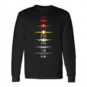 T-shirt à manches longues pour hommes, Vintage Air Force Fighter Jets, F 4 F 111 F 15 F 16 F 22 F 35, Design d'avion - Product Image 2