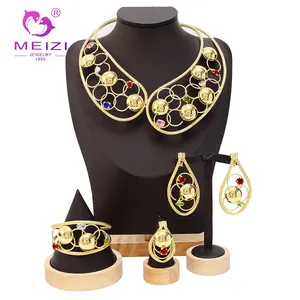 MEIZI JEWELRY 2023 Handmade Gold Plated Copper Brazilian Jewelry Set for Women for Wedding Engagement Party Jewelry