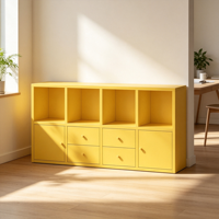 Armoire modulaire en grille métallique ; Unité de rangement en cubes d'acier coloré ; Meuble de présentation pour salon