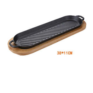 Sartén larga <span class=keywords><strong>Teppanyaki</strong></span> de hierro fundido Sartén Ovalada para asar con orejas para bistec <span class=keywords><strong>Fish</strong></span> Tomahawk - Product Image 5