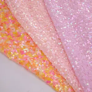 Wholesale Stage Designer Fabric Fashion Pink Mix Color Sequin Rose Gold sequin embroidery sequin velvet fabric