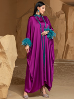 Ensemble deux pièces col montant pour femmes musulmanes, grande taille, robe longue coupe trapèze, manches chauve-souris, style décontracté et modeste, vente en gros Moyen-Orient Europe