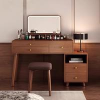 Bureau de toilette convertible en bois 2-en-1 avec miroir sur pied éclairé et rangement multi-tiroirs pour chambre à coucher