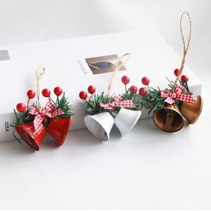 Ornement de Noël en fer forgé fait main, cloche flocon de neige cinq branches, imprimé UV, imperméable, avec baies, pour suspendre à l'arbre de Noël - Product Image 4