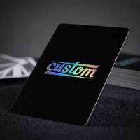 Cartes à jouer holographiques, logo personnalisé, jeu de poker, papier noir mat, estampage à chaud irisé pour cadeau et promotion de marque