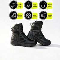 Bottes tactiques d'entraînement en plein air pour hommes, très vendues, imperméables, absorbant les chocs, en cuir pleine fleur avec fermeture éclair YKK
