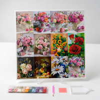 Kit de Broderie Diamant Perle - Bouquet Floral Vintage 3D - Broderie de Perles et Strass - Nature Morte - Décoration Murale Artistique