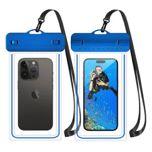 उच्च गुणवत्ता चमकदार पारदर्शी पीवीसी सेल फोन वॉटरप्रूफ बैग स्विमिंग बोटिंग यूनिवर्सल वॉटरप्रूफ मोबाइल फोन पाउच