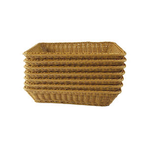 Cestino di immagazzinaggio della casa del <span class=keywords><strong>pane</strong></span> dell'alimento dell'organizzatore dei vassoi del rattan di <span class=keywords><strong>plastica</strong></span> marrone impermeabile tessuto a mano economico di XH - Product Image 5