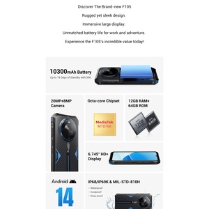 Teléfono Inteligente Resistente Fossibot F105, 10300mAh, CPU MT8768, Pantalla de 6.745 Pulgadas, Cámara Trasera de 20MP, Cámara Frontal de 8MP, 4+64GB, Android 14 - Product Image 4