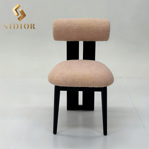 Nordic moderno misto lana <span class=keywords><strong>tessuto</strong></span> di lana di agnello gamba in metallo nero grigio ristorante Boucle sedia da pranzo sedia da pranzo velluto - Product Image 2