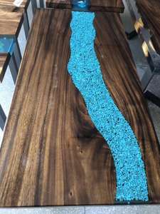 Blue river di design di Lusso di Caffè Solido tavolo Da Pranzo In Legno tavolo del <span class=keywords><strong>ristorante</strong></span> tavolo In Resina Epossidica - Product Image 6