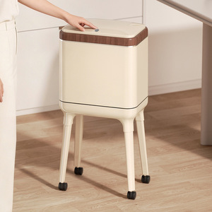 Kitchen Tall Trash Can Rectangular With Lid Large Capacity Indoor Use On Wheels - Product Image 3