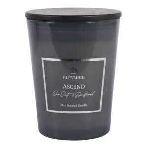 Candela Profumata ELEVARRE Ascend 31oz con Fragranza di Sale Marino e Legno di Recupero in Barattolo - Product Image 1
