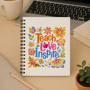 Cuaderno espiral motivacional floral personalizado 5,5x8,3 pulgadas diario del <span class=keywords><strong>profesor</strong></span> con cita inspiradora cuaderno colorido A5 para educadores - Product Image 4