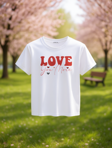 T-shirt da donna con stampa Love You More Heart, manica corta, girocollo, top in jersey traspirante casual, taglia S-XXL, abbigliamento primavera estate - Product Image 2
