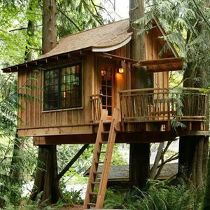 Casa de Árbol de Madera Tratada a Presión para Exteriores, Casa de Verano de Fácil Montaje, Cabaña de Camping de Estilo Tradicional - Product Image 1