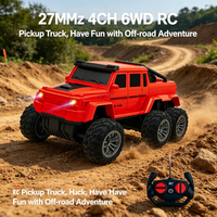 LK Toys Camionnette tout-terrain électrique télécommandée 27 MHz 4 canaux à 6 roues avec portée de 8 à 16 m, prête à l'emploi