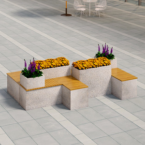 Banc de jardin élégant avec boîte à fleurs intégrée et assise en bois pour terrasses et espaces commerciaux – Conception durable - Product Image 1
