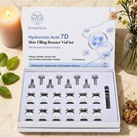 Kit d'ampoules de sérum visage hydratant et repulpant à l'acide hyaluronique 7D fermenté pour peaux sèches et grasses