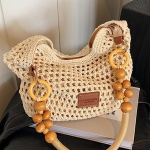 Borsa da Spiaggia Personalizzabile con Logo per Donne, Borsa Intrecciata a Mano, Borsa a <span class=keywords><strong>Tracolla</strong></span> all'Uncinetto, Borsa a Spalla Artigianale in Cotone per Esterni - Product Image 1