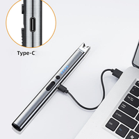 Briquet électrique à arc rechargeable par USB avec verrou de sécurité, long manche, coupe-vent, sans flamme, pour cuisine, bougies, barbecue