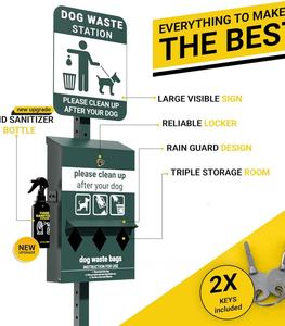 <span class=keywords><strong>Mini</strong></span> metallo Pet Waste Station con triplo deposito di cane sacchetto di cacca Dispenser e segno di giardinaggio forniture tra cui cani sacchetti di cacca - Product Image 3