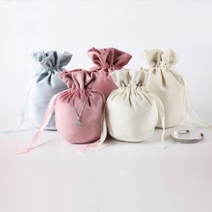 Large Size 18*16cm With Round Bottom 10cm Plain Velvet <b>Draw</b> String Bags for Pendant Necklace Crystal Lipstick <b>Storage</b> - Product Image 1