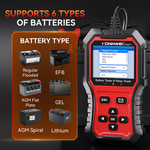 Probador de Baterías de Litio Konnwei KW371, Probador de Relés, Herramientas de Diagnóstico Automotriz, Analizador de Baterías de Auto de 12V y 24V, EFB <span class=keywords><strong>AGM</strong></span> - Product Image 1