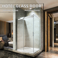 Cadre d'angle de douche en alliage d'aluminium pour hôtel, sur mesure, avec double roulement, pour porte vitrée carrée ou rectangulaire de 10 mm