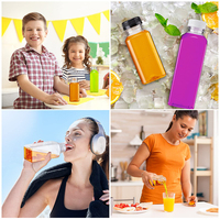 Bouteilles de Jus en Plastique 8oz 12oz 16oz avec Bouchon pour Vente en Gros. Bouteilles de Jus Carrées Personnalisées 250ml 350ml 500ml avec Bouchons Inviolables