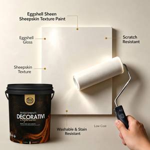 <span class=keywords><strong>Peinture</strong></span> acrylique effet coquille d'œuf EC, haute viscosité, sans dilution, application au pinceau, lavable, texture peau de mouton, deux composants - Product Image 1