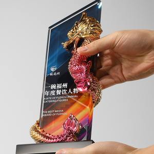 JN مخصص طباعة بالألوان الكاملة الكأس الكريستال تصميم التنين الأعمال الكريستال الكأس للهدايا التذكارية - Product Image 3