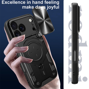 Coque de téléphone robuste avec béquille, fenêtre coulissante et protection d'objectif pour iPhone 12 13 14 15 16 17 Pro Max, avec <span class=keywords><strong>guide</strong></span> pour la caméra - Product Image 4