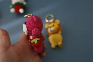 Mini Crochet Hook Key Chains DIY Crochet Keychain Handmade 3D Anime Character Cartoon Crochet Wool Plushies Key Holder Kid Gifts