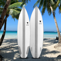 Usine de gros taille personnalisée en mousse queue de poisson planches de surf transparentes planche courte planches de surf dures