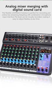TEYUN A12 Console de mixage audio <span class=keywords><strong>analogique</strong></span> professionnelle 12 canaux avec interface USB, <span class=keywords><strong>carte</strong></span> <span class=keywords><strong>son</strong></span> pour microphone de karaoké et diffusion en direct sur téléphone portable - Product Image 3