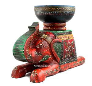 NIRMALA HANDICRAFTS - Portavelas de Madera con Forma de Elefante, Hecho a Mano, Estilo Art Déco, Decoración para Mesa, Escritorio, Interior y Exterior - Product Image 2