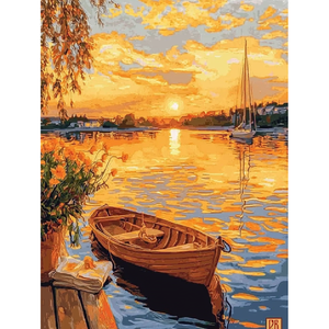 Seaside Boat 30X40CM/11.8X15.7in Cross Stitch Kit Diy 11CT/14CT Embroidery Hanging Painting Art and Crafts with Needles