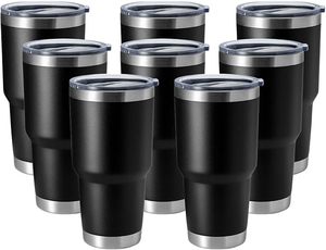 Gobelet isotherme bleu de 30 oz en acier inoxydable à double paroi avec paille et couvercle, brosse de nettoyage pour boissons froides et chaudes - Product Image 3