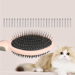 Brosse de massage confortable double face pour animaux de compagnie, auto-nettoyante, avec brosse à poils et aiguille - Product Image 4