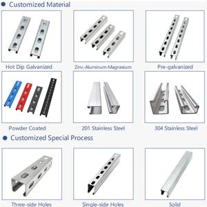 ヘビーデューティーホットディップ亜鉛メッキ鋼Cチャンネルスロット付きユニストラットユニストラットチャンネル、溶接曲げパンチング付き - Product Image 2