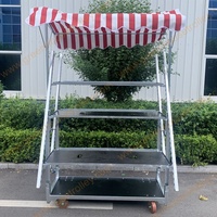 Chariot à fleurs danois à quatre roues avec étagères réglables, chariot à plantes OEM pour serre, pépinière et usage agricole