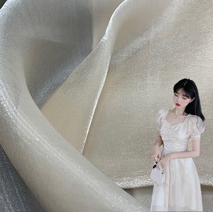 100% Polyester Glow Sợi Satin Mịn Organza Voan Vải Đồng Bằng Nhuộm Cho Cô Gái 'Thời Trang Dresses Và Váy Cho Đám Cưới - Product Image 1