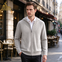 Cardigan à capuche en cachemire épais avec fermeture éclair, tricoté de haute qualité, chaud pour l'hiver, vêtement en cachemire de calibre 12