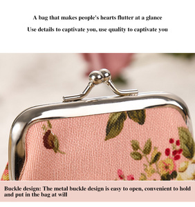 Ví nữ nhỏ xinh họa tiết hoa dễ thương chất liệu canvas có khóa cài chống trộm, lớp lót polyester, họa tiết hoạt hình hoa hồng - Product Image 4