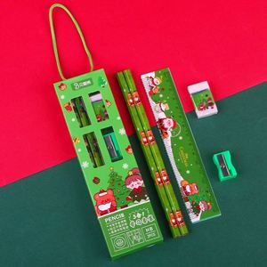 Christmas Handheld 6-Piece Primary Ruler Rubber Pencil Sharpener <b>Gift</b> <b>Set</b> Five Piece Stationery <b>Set</b> for Children Christmas <b>Gift</b> - Product Image 2
