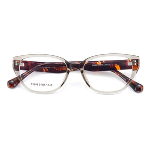 OanCoo Gafas con montura de ojo de gato T3988 54-17-148 Montura completa de resina anti UV Forma ovalada para mujer - Product Image 1